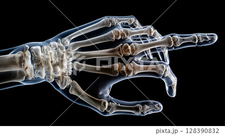 X-ray view of a pointing human hand showing...のイラスト素材 [128390832] - PIXTA