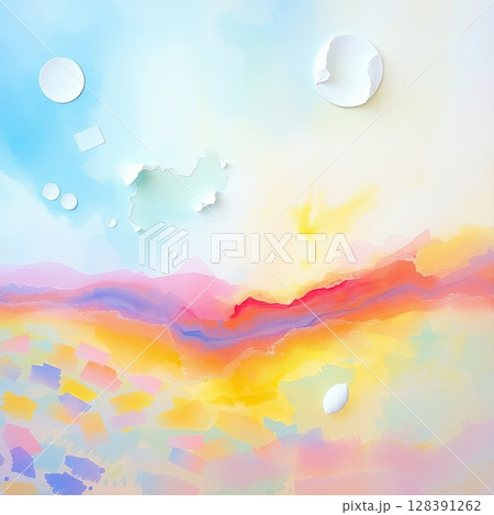 Vibrant watercolor art with modern aesthetic and color harmony. 128391262