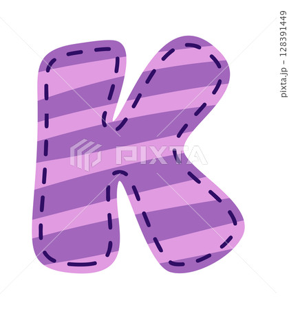Striped letter K stitched patch Striped letter K stitched patch 128391449