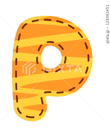 Stitched letter P textile alphabet Stitched letter P textile alphabet 128391451