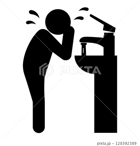 顔を洗う人のピクトグラム 128392389