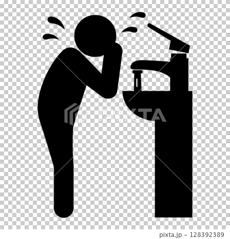 Pictogram of a person washing their face Pictogram of a person washing their face 128392389
