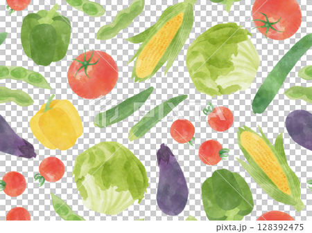 水彩風格夏季蔬菜無縫圖案 128392475