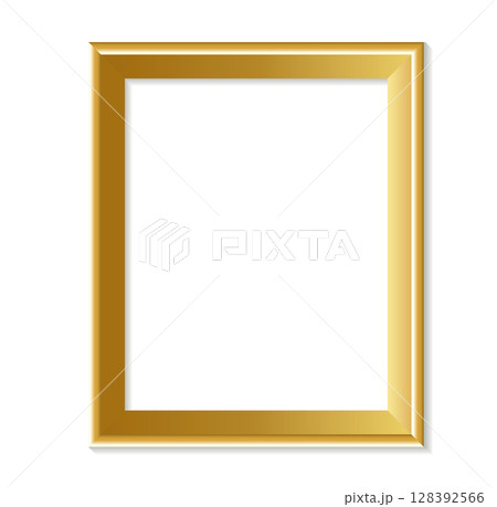 Simple Golden Picture Frame Portrait Orientation with Shadow 128392566