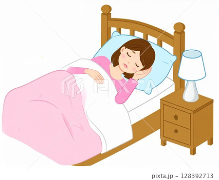 女性　不眠　アイコン 128392713