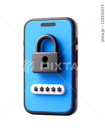 Smartphone with password lock icon, 3d secure...のイラスト素材 [128392814] - PIXTA