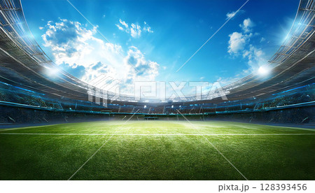 広い競技場　青空 128393456