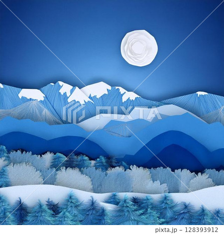 北アルプスの山並み ペーパークラフト イラスト 北アルプスの山並み ペーパークラフト イラスト 128393912