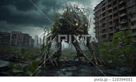 100年後の朽ちた地球に佇む謎の異形生命体の記録 128394081