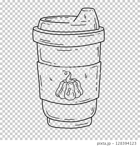 Doodle paper coffee cup with pumpkin Doodle paper coffee cup with pumpkin 128394123