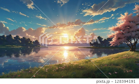 澄み渡る空と風が織りなす、幻想と癒しのデジタル風景詩 128394191