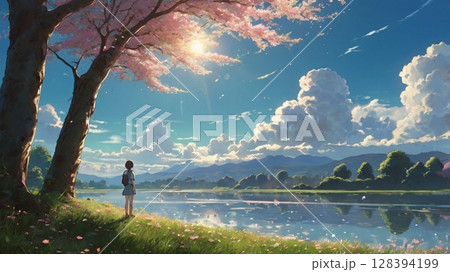 澄み渡る空と風が織りなす、幻想と癒しのデジタル風景詩 128394199