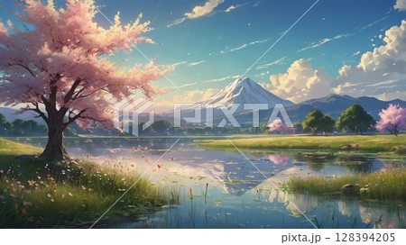 澄み渡る空と風が織りなす、幻想と癒しのデジタル風景詩 128394205