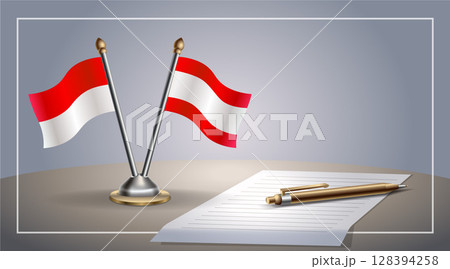 Small national flag of Indonesia and Tahiti flag Relation, Template Vector Illustration 128394258