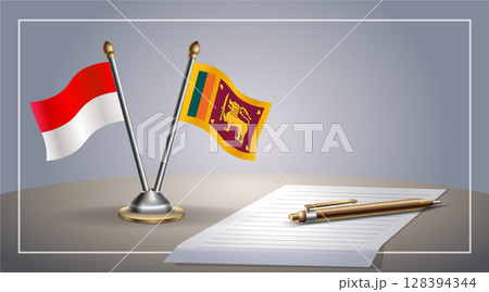 Small national flag of Indonesia and Sri Lanka flag Relation, Template Vector Illustration 128394344