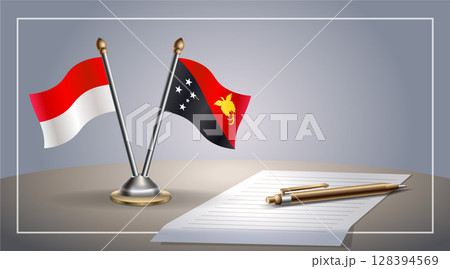 Small national flag of Indonesia and Papua New Guinea flag Relation, Template Vector Illustration 128394569