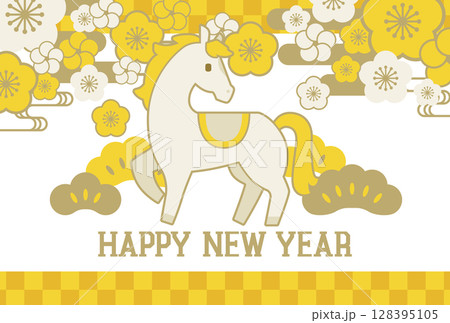 2026年午年の年賀状はがきテンプレート 128395105