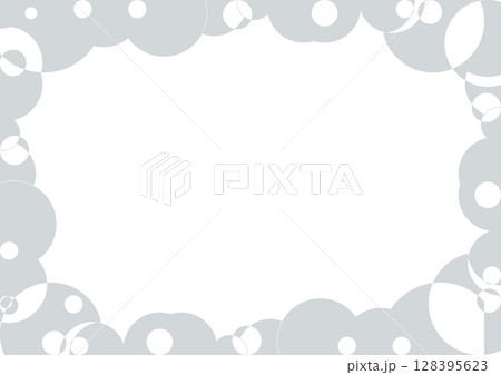 丸と円で作られた綺麗なフレーム・グレー・模様の中は白背景・中央透過 丸と円で作られた綺麗なフレーム・グレー・模様の中は白背景・中央透過 128395623