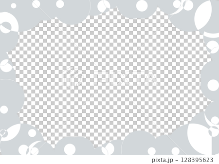 丸と円で作られた綺麗なフレーム・グレー・模様の中は白背景・中央透過 丸と円で作られた綺麗なフレーム・グレー・模様の中は白背景・中央透過 128395623