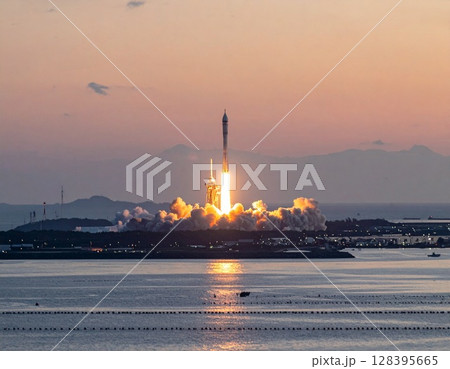 種子島宇宙センターで発射後のH3ロケット8　AI生成画像 128395665