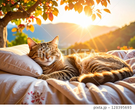 お昼寝中の子猫 128395693