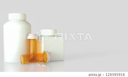 The Drug bottle on white background for Medical or health concept 3d Rendering. The Drug bottle on white background for Medical or health concept 3d Rendering. 128395918