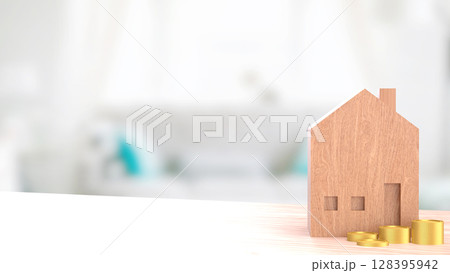 The House and coins for property or real estate concept 3d Rendering. 128395942