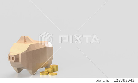 The Piggy Bank and coins for earn or saving concept 3d Rendering. The Piggy Bank and coins for earn or saving concept 3d Rendering. 128395943