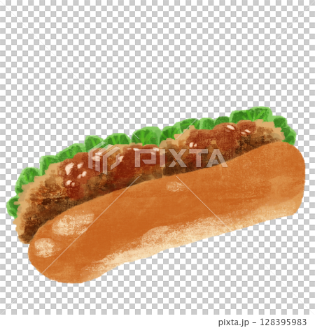 Croquette bread painted with watercolors Croquette bread painted with watercolors 128395983