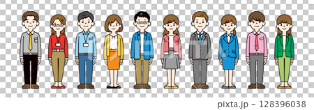年輕男性和女性商務人士的彩色全身插圖素材集_vector_color 年輕男性和女性商務人士的彩色全身插圖素材集_vector_color 128396038