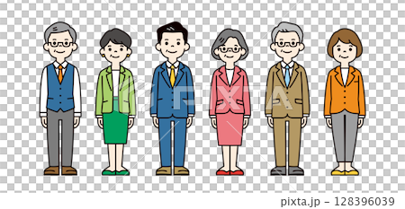 中老年男女商務人士彩色全身插畫素材集_vector_color 中老年男女商務人士彩色全身插畫素材集_vector_color 128396039