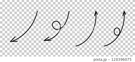 手書き風の曲線矢印アイコンセット 128396075