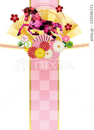 午　年賀状　白馬　背景 128396151