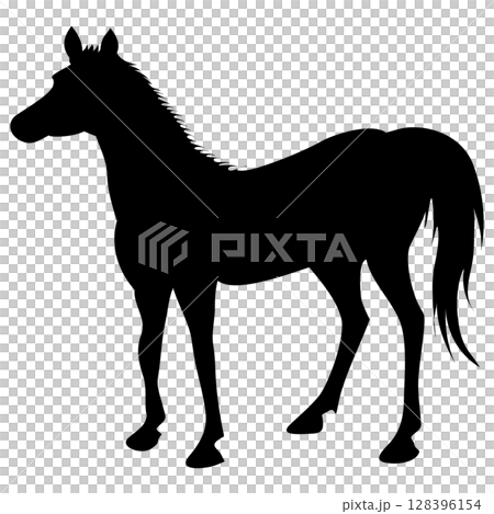 馬新年賀卡剪影圖標 128396154