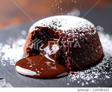 濃厚なチョコレートフォンダンショコラ12　AI生成画像 128396167