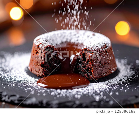 濃厚なチョコレートフォンダンショコラ1　AI生成画像 128396168