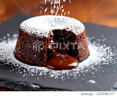 濃厚なチョコレートフォンダンショコラ10　AI生成画像 128396177