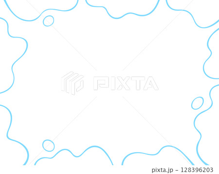 水色のゆるい曲線の吹き出しの囲みフレーム 128396203