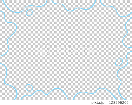 水色のゆるい曲線の吹き出しの囲みフレーム 128396203