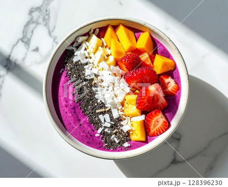 ビタミンカラーのアサイーボウル12　AI生成画像 128396230