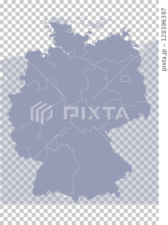 グレー色のドイツの行政区分地図　（Map of Germany.） 128396397