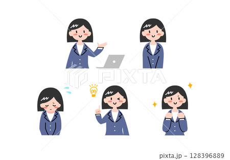 ビジネスウーマンのイラストセット 128396889