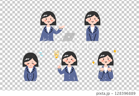 ビジネスウーマンのイラストセット 128396889