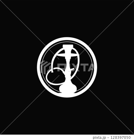 Old retro vintage design hookah logo shisha bar concept simple minimalist retro illustration templet symbol brand bar, restaurant, shop, and business brand 128397050