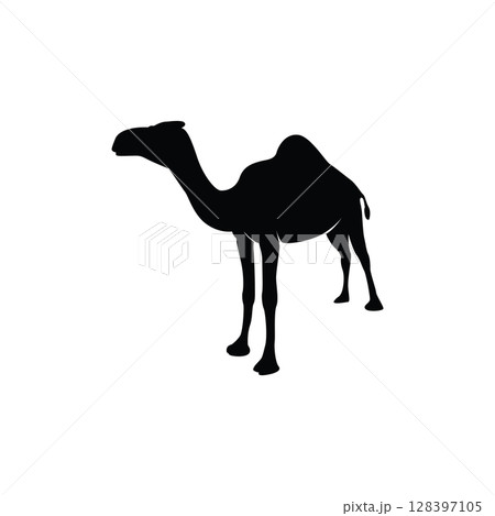 desert animal design sahara silhouette logo camel simple modern concept vintage caravan camel illustration template symbol brand product business 128397105