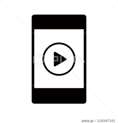 動画再生マークが表示されたスマホの画面 128397141