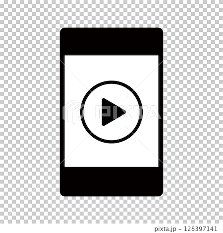 動画再生マークが表示されたスマホの画面 128397141
