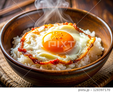 チリクラ入り半熟卵ライスボウル11　AI生成画像 128397170