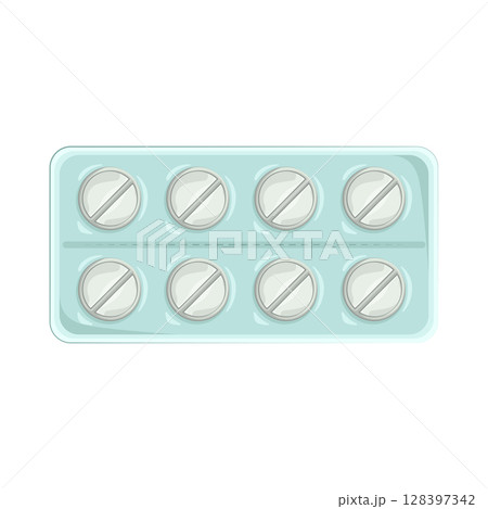 Illustration of Pill Blister Pack Illustration of Pill Blister Pack 128397342