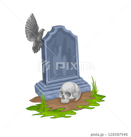 Illustration of skull on the grave Illustration of skull on the grave 128397540